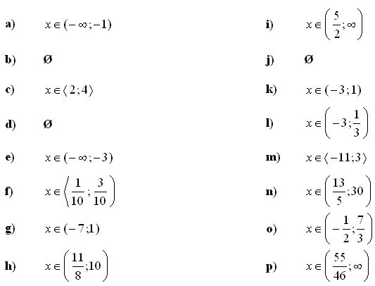 Soustavy lineárních rovnic a nerovnic - Příklad 6 - Výsledky